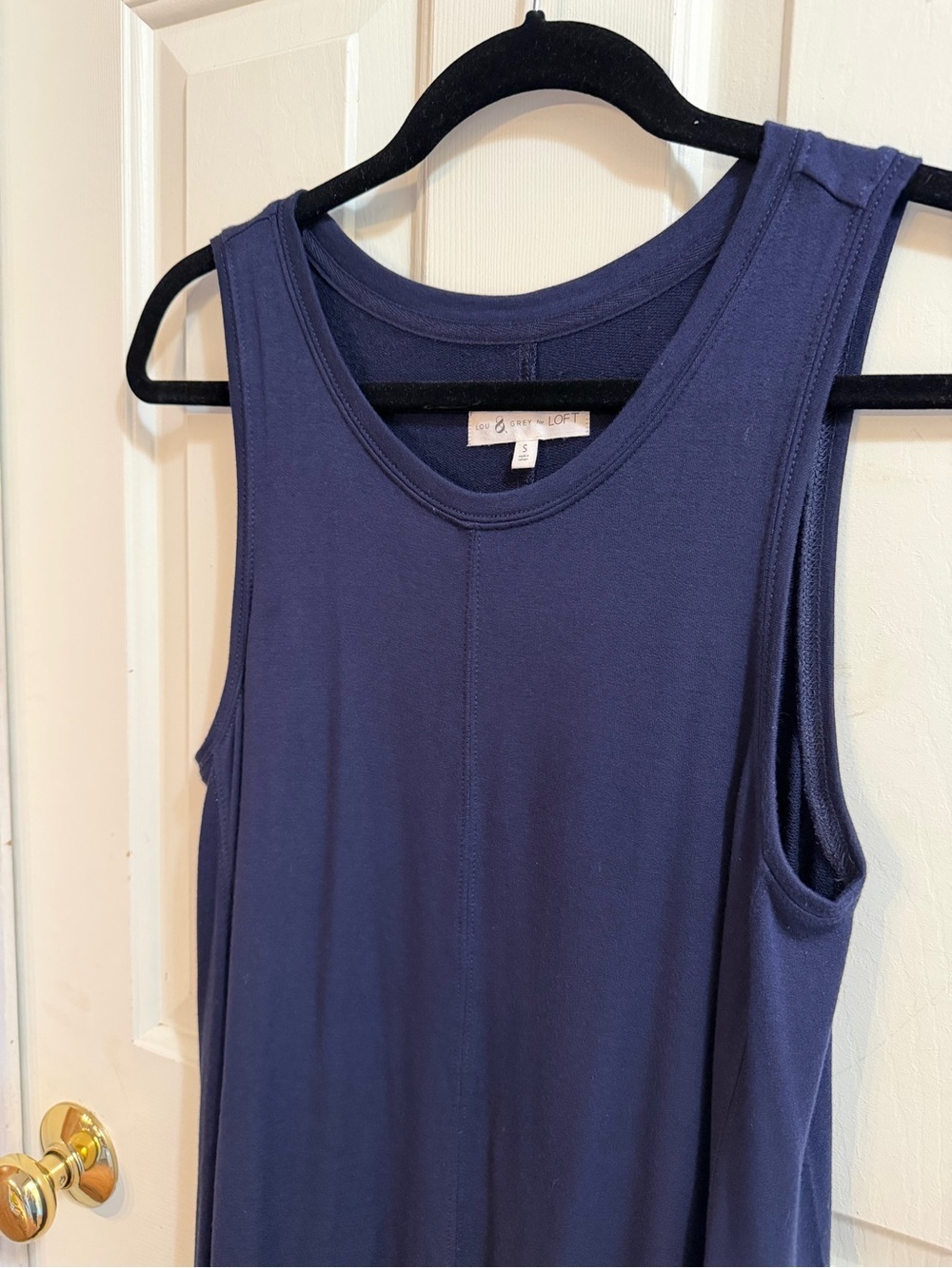 Lou & Grey Navy Sleeveless Knit Swing Dress | Comfy Aesthetic Travel Vacay | S